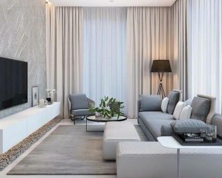 简约现代客厅灰色沙发效果图2023