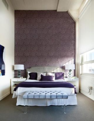 2023家装卧室紫色墙纸效果图
