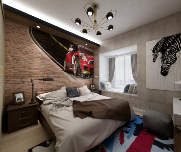现代工业风格十五平米卧室装修图片