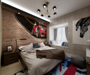 现代工业风格十五平米卧室装修图片