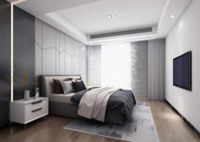 2023现代家居卧室白色电视墙装修图片