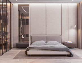 2023现代公寓卧室布艺双人床装修效果图片