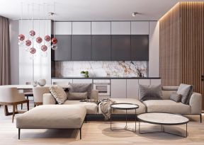 2023现代公寓经济型客厅布艺沙发装修效果图片