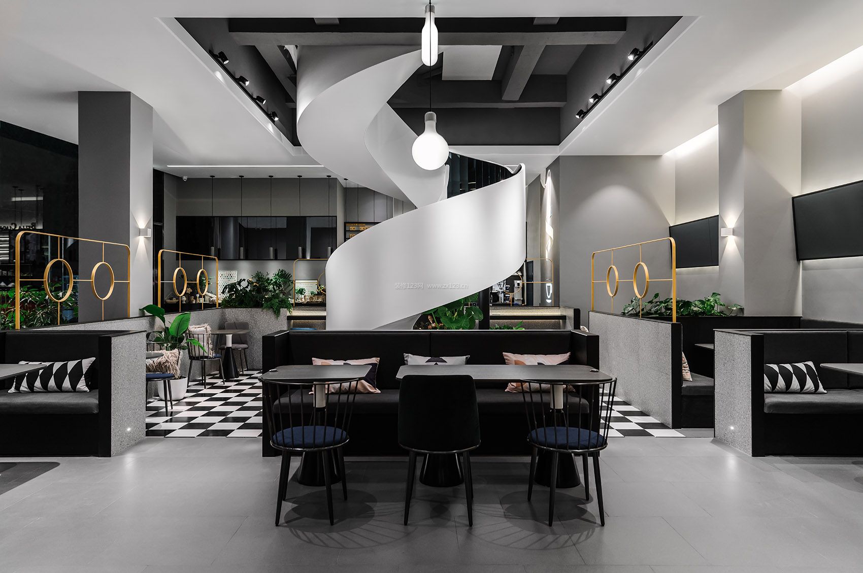 咖啡厅现代黑白风格装修案例