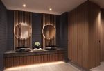 2023新中式餐厅卫生间洗手台镜台装修效果图欣赏