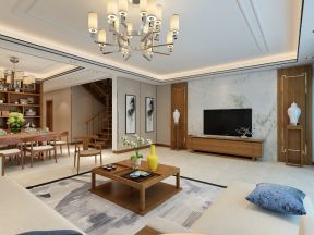 2020新中式家庭装修图 客厅整体装修效果图