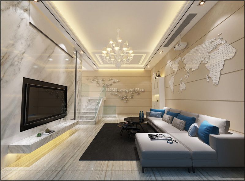 2023实用型简欧式客厅多人沙发装修效果图片