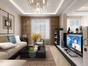 2020现代家庭客厅装修设计图 电视墙隔断图片