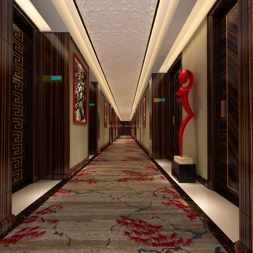 商务酒店走廊过道地毯装修效果图片