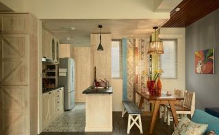 2023北欧田园风格开放式厨房餐厅装修设计图片