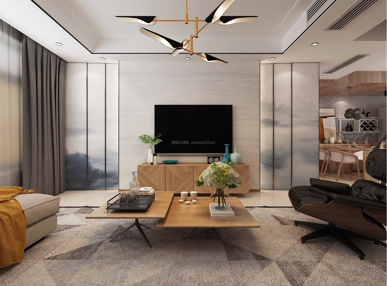 2020现代住宅客厅装修效果图 客厅电视背景墙装修效果图