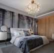 北欧风格卧室室内床头壁纸设计图