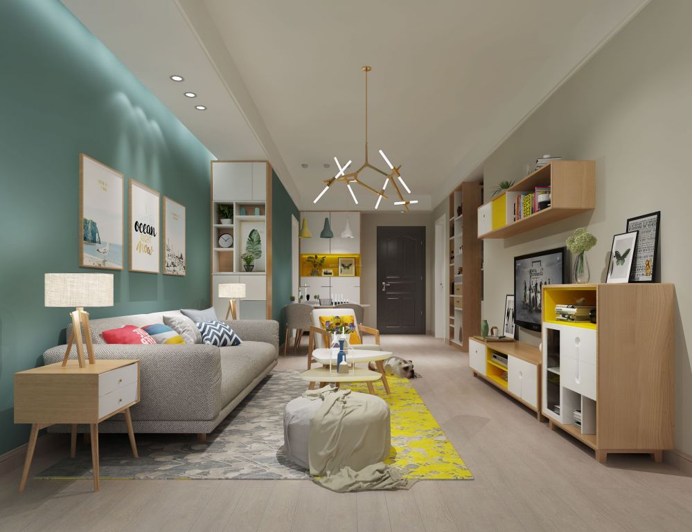 2023现代风格家庭室内三室两厅装修设计图