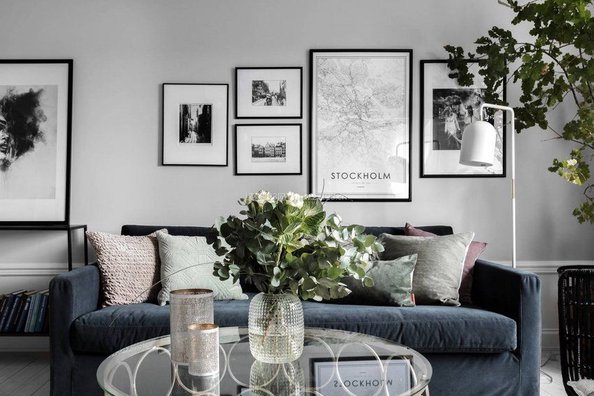 2020现代公寓客厅效果图 小户型布艺沙发图片