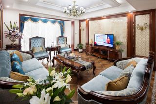 美式豪华客厅沙发颜色搭配装修效果图
