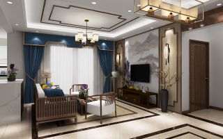 2023新中式客厅窗帘装修设计效果图片大全