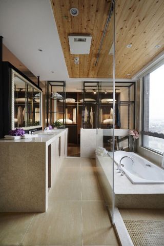 2023现代别墅卫生间浴缸装修设计效果图