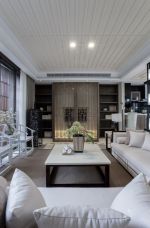 2023大气时尚新中式客厅白色沙发装修效果图片
