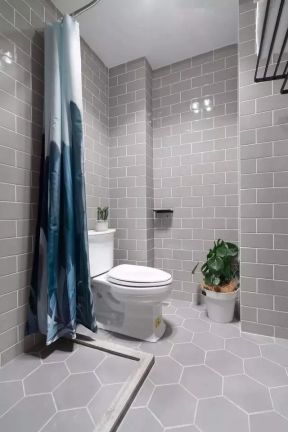 2023现代小户型卫生间浴帘隔断装修效果图片