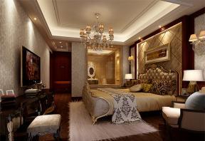 2020欧式别墅卧室装饰设计 卧室带卫生间图片大全