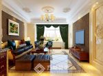 经典欧式客厅绿色窗帘装修效果图片