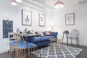 北欧小户型装修 2020小户型客厅蓝色沙发图片