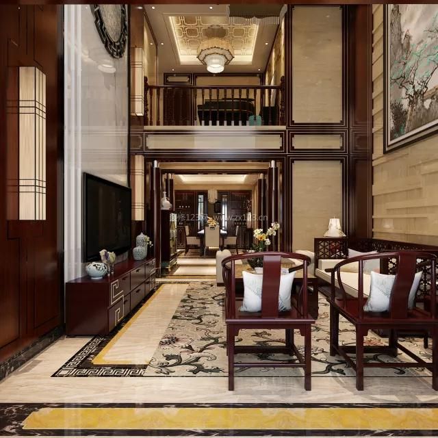 2020中式别墅客厅欣赏图 2020客厅地毯搭配效果图片