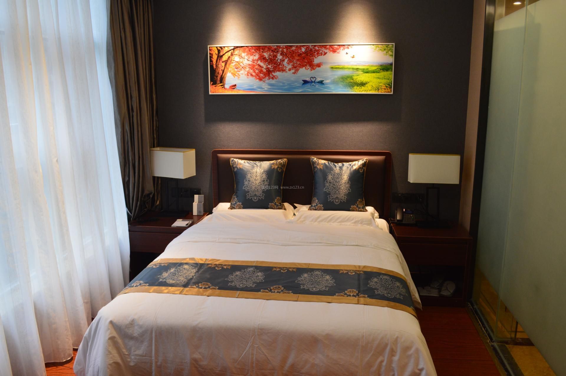 2018现代中式酒店房间布置效果图片欣赏