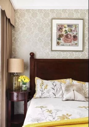 2023休闲美式风格简约卧室纯色窗帘装修效果图