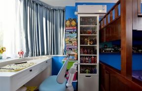 美式儿童卧室飘窗书桌装修效果图片
