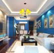 2023地中海风格客厅蓝色墙面装修设计效果图片
