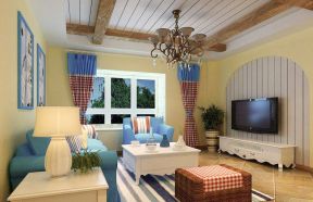2020地中海风格客厅设计装修 客厅窗帘搭配图片