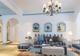 2023地中海风格两室两厅客厅装修设计效果图