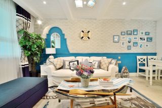 2023地中海风格客厅沙发背景墙装修设计图片大全