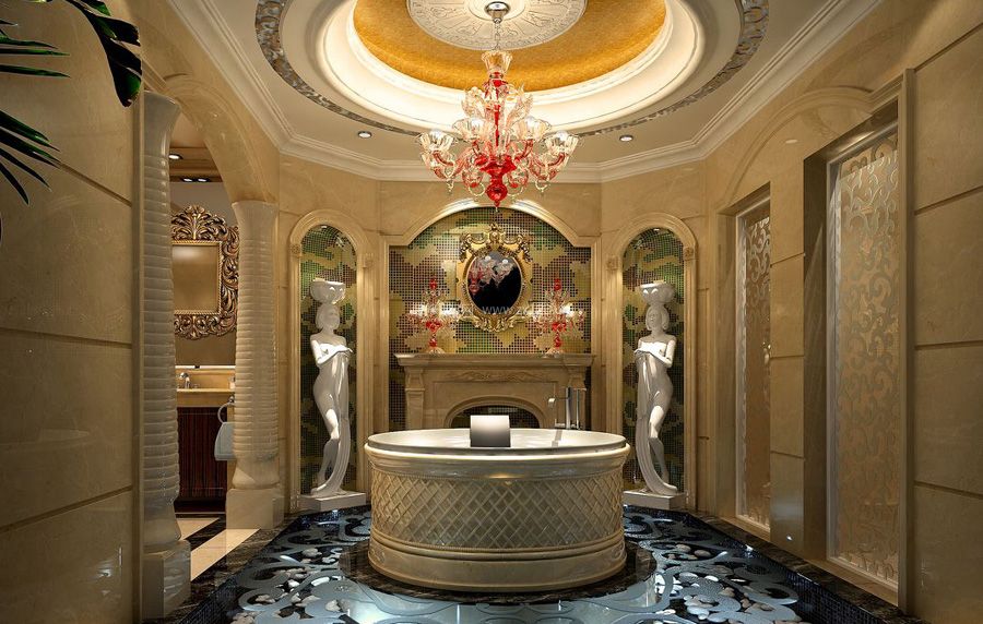 欧式奢华风格别墅浴室装修效果图