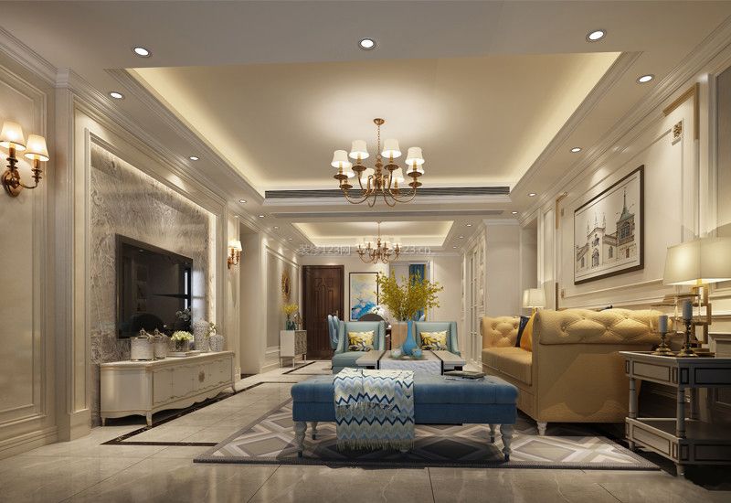 2020美式风格客厅设计图大全 客厅壁灯装修图片