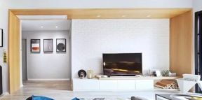 2023现代北欧客厅白色电视柜搭配装修效果图