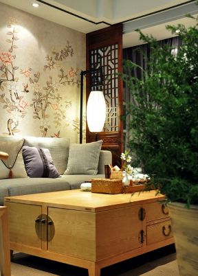 2023舒适新中式风格客厅实木茶几装修图片欣赏