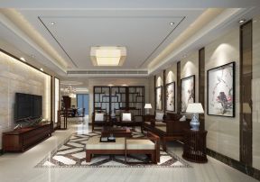 客厅中式设计 2020高档客厅地砖装修效果图