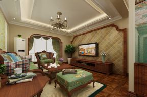 时尚美式客厅瓷砖电视墙装修设计效果图片