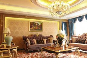 大平层客厅装修效果图 复古欧式沙发