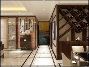 2023现代中式餐厅实木酒柜设计效果图