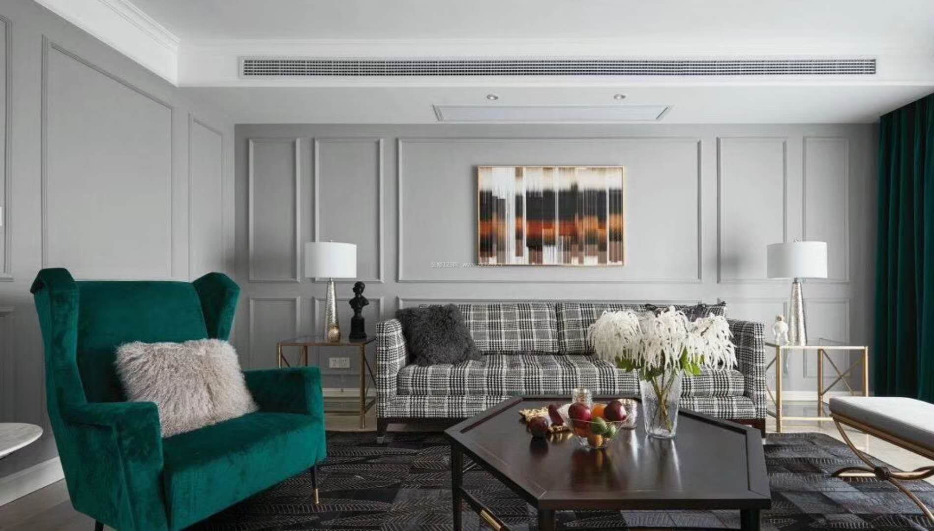 现代美式混搭风格客厅沙发颜色搭配装修图片