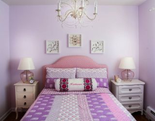 美式儿童房粉色背景墙装修效果图片