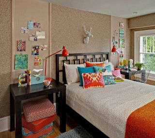2023美式儿童房床头背景墙设计效果图片