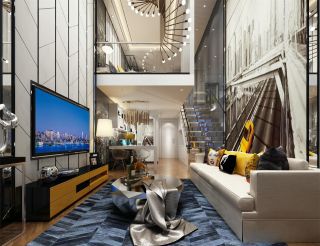 2023现代别墅客厅沙发背景墙装修效果图大全