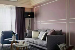 阳泉中央悦城三室两厅简欧风格装修效果图，紫色优雅神秘