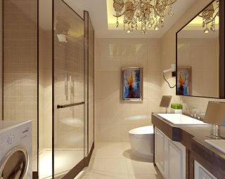 2023新中式卫生间淋浴房玻璃隔断装修效果图