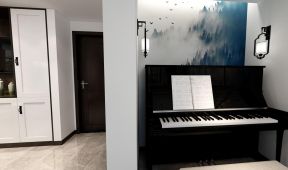 2023简约中式家装室内钢琴摆放效果图