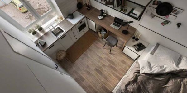 万宝城单身公寓现代风格50㎡设计方案